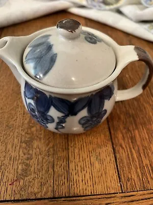 Vintage Blue Floral Small Teapot Ceramic With Metal Strainer • $15