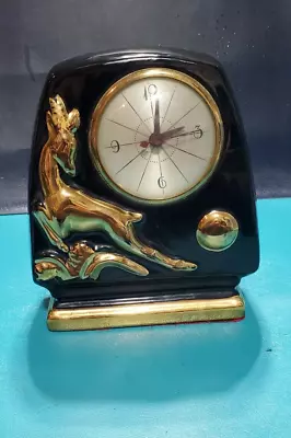 Vintage Mid Century Deco Gazelle Antelope Porcelain Art Deco TV Television Clock • $19.95