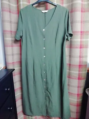 £7 • Buy Women's Green Dress Size Large Button Up Front Essentials Short Sleeves