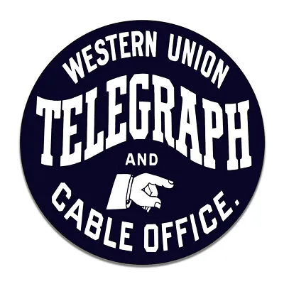 Western Union Telegraph And Cable Office Vintage Round MDF Wood Sign • $29.95