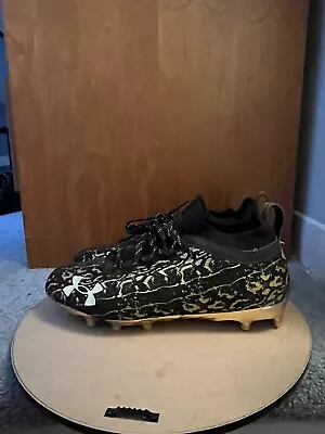 Under Armour Spotlight Lux Shoes Football Black Gold Cleats 3024251 Size 10 • $21.50