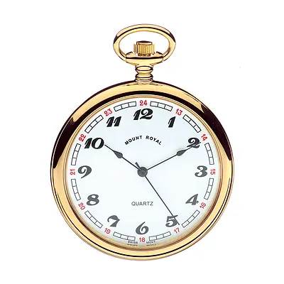 Gold Plated Open Face Pocket Watch By Mount Royal Model No. B1 • $87.57