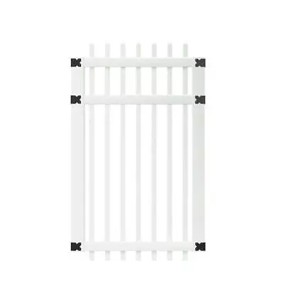 Veranda Fence Gate 3-1/2 Ft. X 6 Ft. Spaced Picket Pointed Durable White Vinyl • $191.55