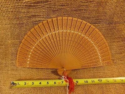 $10 • Buy Sandalwood Folding Hand Fan W/brass Guard & Tassel; Hong Kong