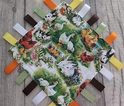 Taggy Blanket 8  Farm Animals Pet Blanket Baby Gift Baby Accessories Clothes Tag • £5.95