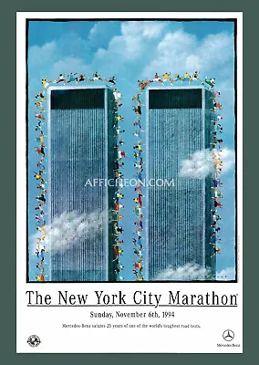 Mercedes-Benz '25th New York City Marathon' 1994 Original Running Poster Print • $349