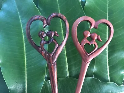 $15.50 • Buy Hand Carved Two Lovers/Two Hearts/Love Wooden Wood Hair Pin/Fork/Pick/Stick.NEW
