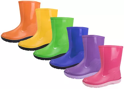 Boys Girls Wellington Boots Kids Rain Snow Boots Warm Winter Wellies Shoes Size • £7.95