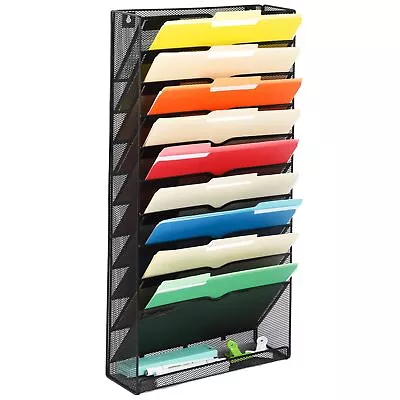 Sturdy Metal Wall File Organizer - 10 Tier Hanging Magazine Rack For Home Office • $62.87