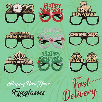 £2.19 • Buy 2023 Happy New Year Party Glasses Frame Photo Props Selfie Eyeglasses Festival