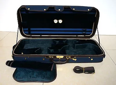 Strong&Sturdy 4/4 Full Size Wooden Double Violin Case For 2 Violins Blue Color • $237