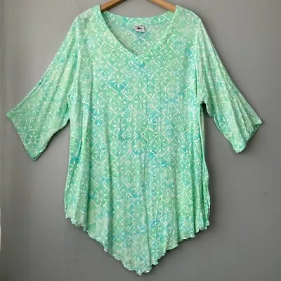 Lost RiverCclothing Co Plus Size 1X Rayon Tunic Top Hawaiian Island Asymmetrical • $24.99