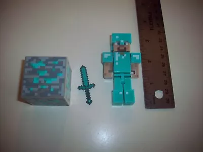 MINECRAFT Action Figure Overworld Series 2 ~ Diamond Armor Steve With Sword • $14.99