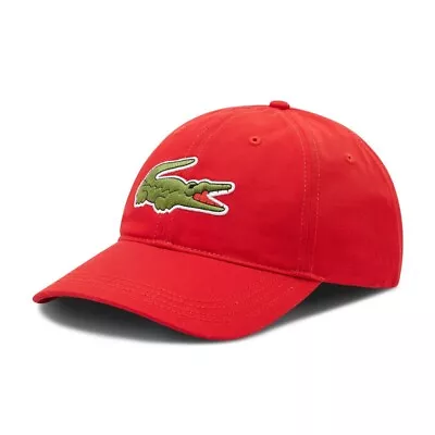 Lacoste Logo Baseball Cap Red Oversized Croc Hat • £26.99