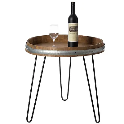 Wooden Wine Barrel Head End Table Accent Coffee Table • $139.89