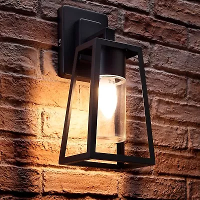 Auraglow Black Outdoor Hanging E27 LED Cool/Warm Candle Lantern Wall Light Lamp • £39.99