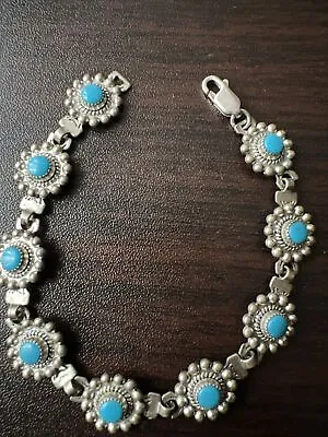 Vintage Sterling 925 Turquoise Bracelet  • $55