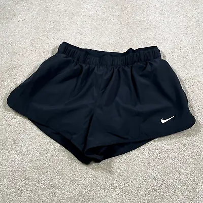 Nike Gym Shorts Women Small Black Athletic Run Hike Work Out Logo Dri Fit Train • $14.40