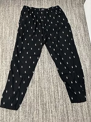 Polo Ralph Lauren Pajama Pants Men Extra Large Black White Pony All Over Print • $11.99