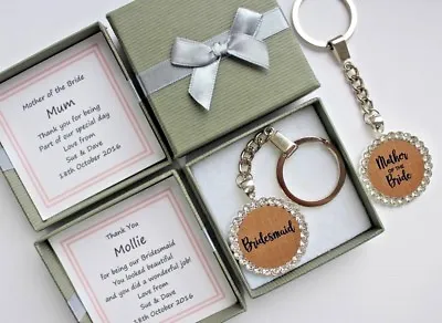 £4.99 • Buy Thank You Bridesmaid Gift Mother Of The Bride Groom Bag Charm Key Ring Wedding