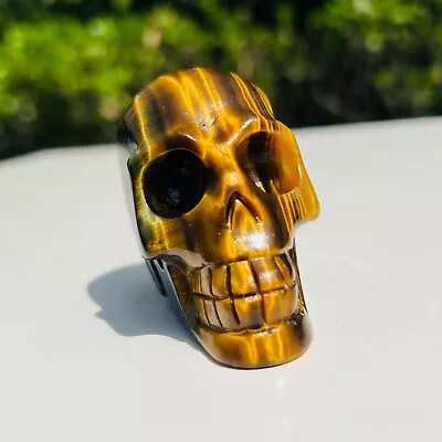 158G Natural Crystal Tiger's-eye Hand-carved Quartz Skull Reiki Healing.A225 • $0.99