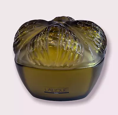 Vintage Lalique Crystal 'Mirable' Olive Green Trinket Box 4  X 3  Gently Used • $148