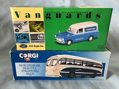 Burlington Seagull Coach 97172 & Vanguards Ford Anglia Van STRATFORD BLUE • £10.50