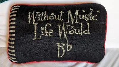 Music Throw Pillow  Without Music Life Would B Flat  Black Red  • $28.98