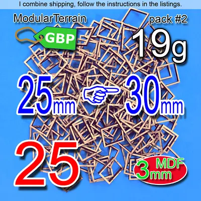 25x Adapter 25mm To 30mm Square Base 3mm MDF Warhammer 40K AOS The Old World • £4.86