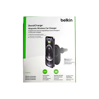 Belkin Magnetic Wireless Car Charger 10w Car Vent Mount Iphone 14 13 Wic004btbk • $79.95