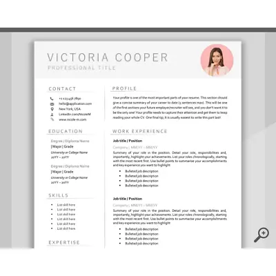 CV TEMPLATE Resume Cover Letter Professional Minimalist Executive MicroSoft Word • £1.68