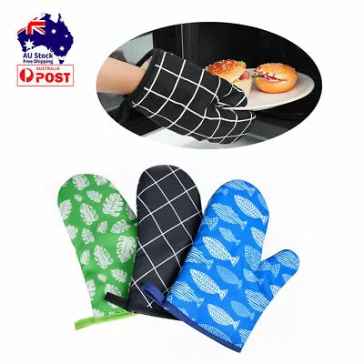 Kitchen Padded Oven Mitts Non-slip Baking Gloves BBQ Cook Microwave Heatproof  • $12.34