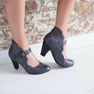 Miz Mooz Carissa Grey Leather Mary Jane Pumps - Size 8.5/39 • $70