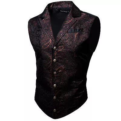 Men's Victorian Waistcoat Paisley Silk Gilet Retro Vest Seampunk Cosplay Formal • $11.99