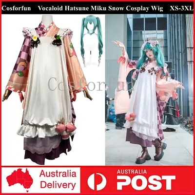 2024 Anime Vocaloid Hatsune Miku Snow Cosplay Wig Costume Kimono Party Dress Up • $37.76