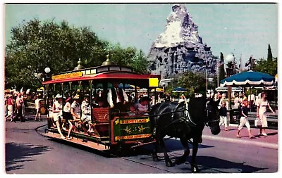 Horse-Drawn Streetcar Disneyland Main Street Magic Kingdom Matterhorn Postcard • $3.99