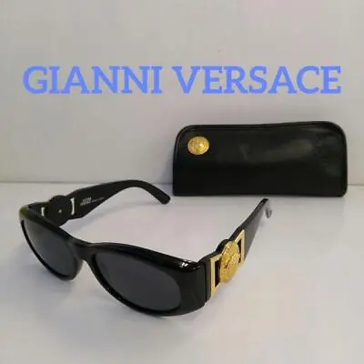 Gianni Versace Medusa Sunglasses With Case Gold Hardware COL 852 BK Black • $474.99