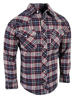 Plaid Flannel Shirt Western Style Mens 2 Snap Up Flap Chest Pockets New Pen Slot • $19.95