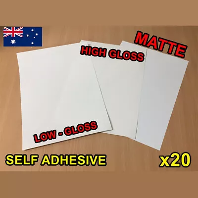 X20 Matte / Glossy A4 Self Adhesive Print Sticker Paper Sheet Laser Inkjet  • $6.95