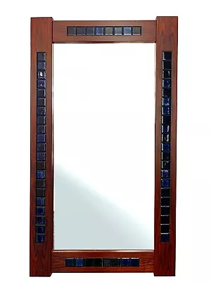 1960s 1970s Retro Vintage DANISH ROSEWOOD TILED LARGE BEDROOM HALLWAY MIRROR • £225