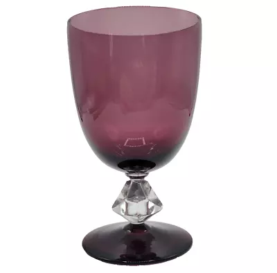 Vintage Footed Wine Glass Crystal Stem 5.5  Tall MCM Bryce Amethyst Purple • $19.99
