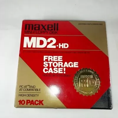 Maxell MD2-HD Mini-Floppy Disk 5 1/4  10 Pc. Pack NEW SEALED • $12.99