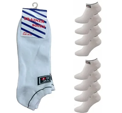 £4.89 • Buy 6 Pair Mens Classic Sport Logo White Cotton Trainer Liner Socks 6-11