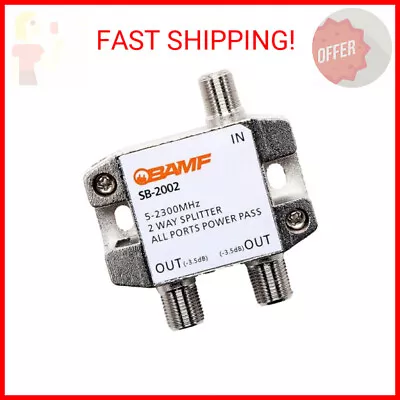 BAMF 2 Way Coaxial Cable Splitter Bi-Directional Coax MoCA 5-2300MHz RG6 Compa • $14.05