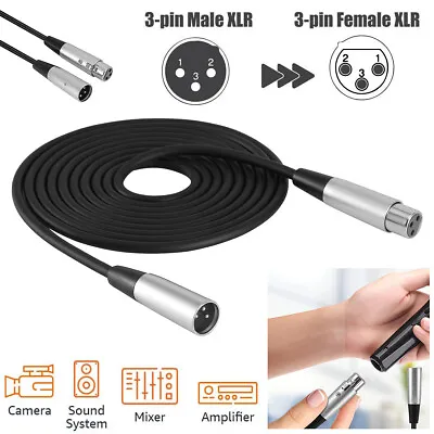 XLR Microphone Cable 3-Pin Male To Female Extension Cable For Speaker PA System • $8.79