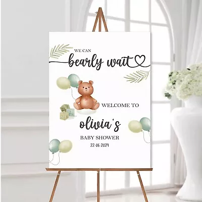 Personalised Baby Shower Welcome Sign Poster Gender Reveal Party Print - A5-A2 • £15.99