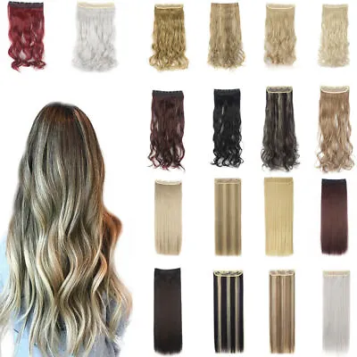 $12.29 • Buy Synthetic Clip-In 5clips One Piece Long Hairpiece Hair Extensions Straight Wavy