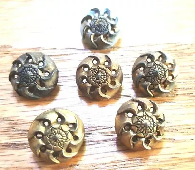 Vintage Metal Pinwheel Buttons Open Metal Design Shank Button Lot Of 5 • $9.99