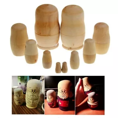 Unpainted Russian Nesting Dolls Matryoshka Toy Doll Blank Wooden Embryos • £5.18