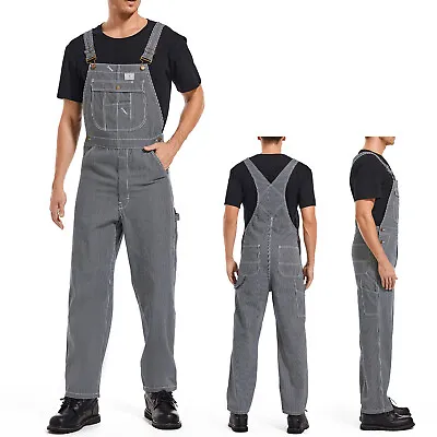 HISEA Men's Bib Overall Cotton Dungarees Workwear Casual Jumpsuit Trousers Pants • $40.79